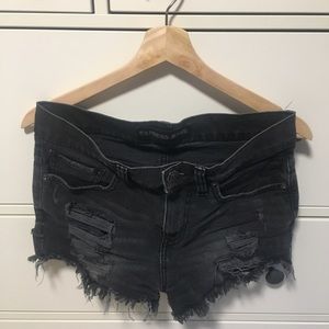 Express black wash denim shorts